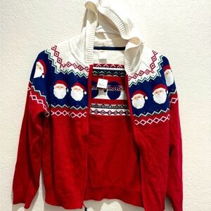 Boys size 12 Christmas zip up hooded sweater NWT